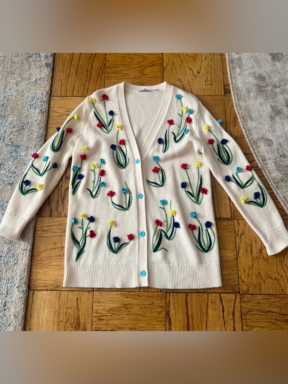 *NEW* Alice + Olivia Bradford Crocheted Cardigan with Floral Embroidery XS
